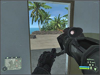 Ustaw się przy jednym z worków z piaskiem i oddaj co najmniej dwa strzały z wyrzutni - Crysis: Misja 2, Recovery - Zniszczenie czołgów - solucja, opis przejścia - Crysis - poradnik do gry