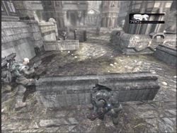 Zaraz potem pojawi się dziura, z której wyjdzie Szarańcza - Trial by Fire | Akt I Gears of War - Gears of War - PC - poradnik do gry