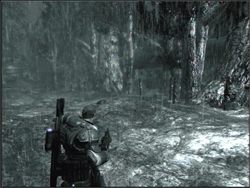 W budynku z czaszką znajduje się winda, jednak brak prądu czyni ją bezużyteczną - Downpour/Evolution | Akt III Gears of War - Gears of War - PC - poradnik do gry