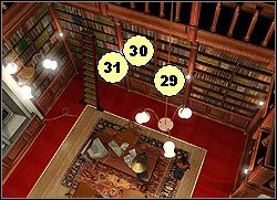 Idź do miejsca, gdzie stał wcześniej bibliotekarz i zabierz z regałów następujące książki: Tajemnice Templariuszy (29), Imago Proditio Divinum (30) oraz Tajną Księgę Epikurejczyków (31) - Rozdział III - Imago Sanctissimus | Belief & Betrayal Medalion Judasza - Belief & Betrayal: Medalion Judasza - poradnik do gry