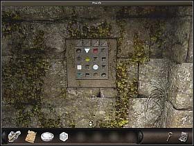 Teraz przyda się wcześniejsze zapamiętywanie znaków, bowiem nad każdą z kolumn (z miejscami na 4 kryształy) widnieje obrazeczek z identycznymi znakami jak widziane nad wejściami do piramid i tunelu - Gdzieś w Andach (1) | Dzień 8 | Art of Murder Sztuka Zbrodni - Art of Murder: Sztuka Zbrodni - poradnik do gry