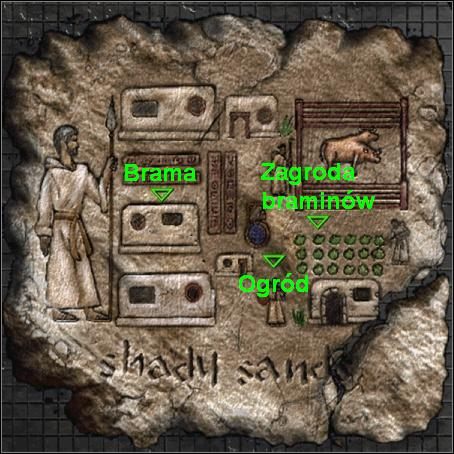 Po wejściu do wioski od razu skieruj się do pobliskiej chatki na prawo od bramy głównej - Cieniste Piaski | Opis przejścia Fallout - Fallout - poradnik do gry