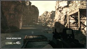 Po dotarciu do większego kanionu skieruj się w prawo, w oddali powinieneś dostrzec kilka wieżyczek - IRAQ - Liberators (cz.2) | BlackSite Area 51 - BlackSite: Area 51 - poradnik do gry