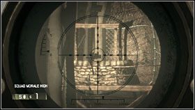 Z tego powodu dobądź karabin snajperski i chowając się za pobliskimi skrzyniami rozpocznij eksterminację wrogów pojawiających się po drugiej stronie mostu (ze szczególną uwagą na wieżyczkę) - IRAQ - Liberators (cz.3) | BlackSite Area 51 - BlackSite: Area 51 - poradnik do gry