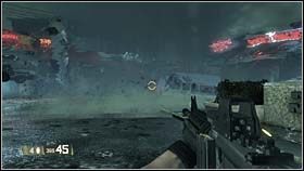 Idąc dalej skieruj się w stronę sklepów oświetlonych czerwonymi neonami - RACHEL - ...Fighting Them Over Here | BlackSite Area 51 - BlackSite: Area 51 - poradnik do gry