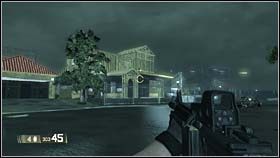 Po wykończeniu wszystkich, na balkonie nieukończonego budynku (drewniany szkielet) pojawi się przeciwnik dzierżący działo - RACHEL - Eminent Domain | BlackSite Area 51 - BlackSite: Area 51 - poradnik do gry