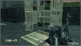 Na pierwszy bonus natkniesz się w ogrodzie, w którym znajduje się drewniany domek/plac zabaw dla dzieci - RACHEL - Eminent Domain (bonusy) | BlackSite Area 51 - BlackSite: Area 51 - poradnik do gry