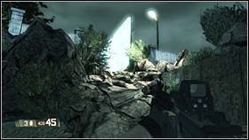 Przejdź stromą, skalistą ścieżka w kierunku świecącego ekranu kinowego - RACHEL - Somebody call FEMA | BlackSite Area 51 - BlackSite: Area 51 - poradnik do gry