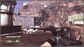 Po kolejnym krótkim przelocie nad skalistymi terenami Newady wylądujesz w małej bazie opanowanej przez nieprzyjaciół - TOPSIDE - Oversight | BlackSite Area 51 - BlackSite: Area 51 - poradnik do gry