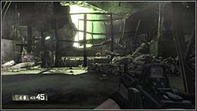 Kilka metrów dalej znajdziesz się w miejscu, gdzie widoczny będzie zielony promień - WRECKED - Last Throes | BlackSite Area 51 - BlackSite: Area 51 - poradnik do gry