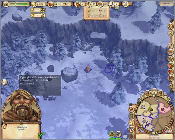 Po dotarciu pod jaskinię kliknij na stos drewna. Przyjedzie wóz, który rozpali ognisko. - Misja VI - Rekkyr | The Settlers Narodziny Imperium - The Settlers: Narodziny Imperium - poradnik do gry