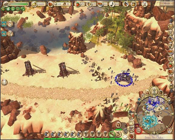 Do niszczenia trebuszy nadają się wyłącznie katapulty, ale razem z nimi przemieszczać powinieneś oddziały piesze, by rozprawiali się ze zbrojnymi i łucznikami wroga. - Misja X - Juahar | The Settlers Narodziny Imperium - The Settlers: Narodziny Imperium - poradnik do gry