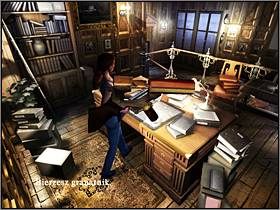 Wejdź schodami na podest i podejdź do biurka - Posiadłość Mortonów (4) | Aline Cedrac | Alone in the Dark Koszmar powraca - Alone in the Dark: Koszmar powraca - poradnik do gry