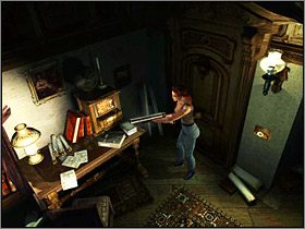 Skorzystaj z jedynych drzwi i po wejściu natychmiast zapal światło - Posiadłość Mortonów (7) | Aline Cedrac | Alone in the Dark Koszmar powraca - Alone in the Dark: Koszmar powraca - poradnik do gry