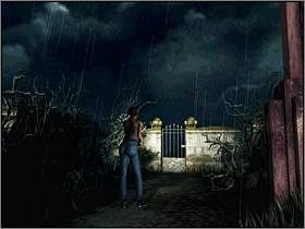 Gdy tylko przejdziesz parę kroków, przez okno wyskoczy potwór z którym walczyłaś w bibliotece - Tereny wokół Posiadłości (1) | Aline Cedrac | Alone in the Dark Koszmar powraca - Alone in the Dark: Koszmar powraca - poradnik do gry