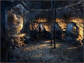 Na górze znajdziesz kolejną drabinę, tym razem prowadzącą w dół - Świat Mroku (2) | Aline Cedrac | Alone in the Dark Koszmar powraca - Alone in the Dark: Koszmar powraca - poradnik do gry