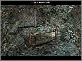 Adam wspina się po schodach (po lewej) na półkę skalną nad łodzią (trzeba to zrobić w dwu etapach - na najniższy stopień, a potem wyżej) - Dzień piąty (cz.1) | Reprobates U Bram Śmierci - Reprobates: U Bram Śmierci - poradnik do gry