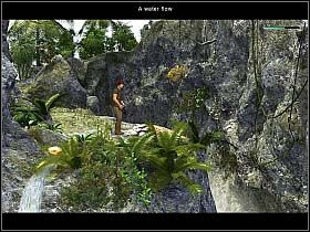 Dopiero teraz mężczyzna, przekroczywszy kolczasty pień (kursor na pniu), udaje się w głąb zagajnika, w którym rezydowała świnka - Dzień siódmy (cz.3) | Reprobates U Bram Śmierci - Reprobates: U Bram Śmierci - poradnik do gry