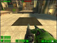 Sekret #3: W tym samym pomieszczeniu zauważymy że na jednym z podwyższeń brakuje kolumny - należy tam przeskoczyć z pobliskiej pułki i zjechać platformą w dół po amunicje - 13: Luxor | Serious Sam Pierwsze starcie - Serious Sam: Pierwsze starcie - poradnik do gry