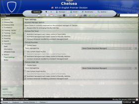 Team settings - tu dokonasz podziału obowiązków pomiędzy siebie a własnych asystentów - Zakładka Manager - Warsztat pracy menedżera - Football Manager 2008 - poradnik do gry