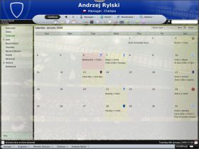 Calendar - czyli po prostu rozpiska rozgrywek zaserwowana w formie kalendarza - Główne ikony - Warsztat pracy menedżera - Football Manager 2008 - poradnik do gry
