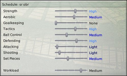 Znów widzimy okno z suwakami ale teraz sami możemy ustawiać ich pozycje - Asystenci i trenerzy (3) - Prowadzenie drużyny - Football Manager 2008 - poradnik do gry