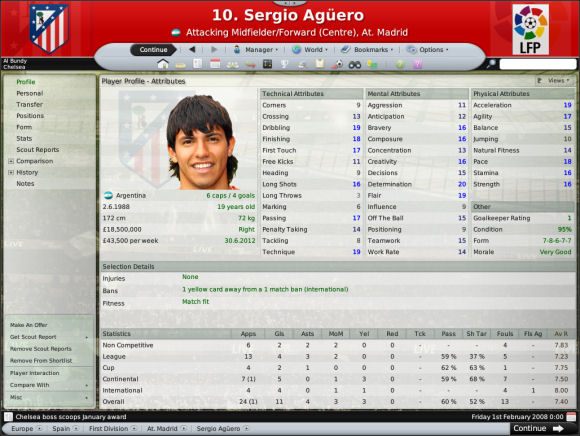 Wszystkie dane już znamy, nowości pojawiają się tylko w części menu zmiennego - tej dotyczącej interakcji z piłkarzem - Kadra (4) - Prowadzenie drużyny - Football Manager 2008 - poradnik do gry