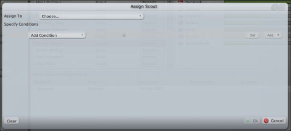 Opcja Assign To pozwala nam wybrać z listy obszar poszukiwania: obserwacje najbliższego rywala, konkretnego kraju bądź regionu albo też określonego rodzaju rozgrywek - Kadra (5) - Prowadzenie drużyny - Football Manager 2008 - poradnik do gry