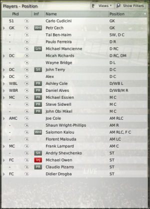 W tej części wyświetla się lista piłkarzy danego klubu - Taktyka (1) - Prowadzenie drużyny - Football Manager 2008 - poradnik do gry