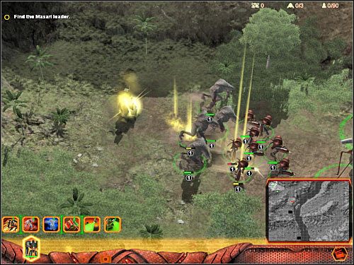 Końcowa część tej misji będzie nieco trudniejsza, a to dlatego, iż po zniszczeniu wszystkich trzech obozów wrogi bohater przystąpi do bezpośredniego ataku na Orloka - Misja 5 (cz.3) | Hierarchy | Universe at War Earth Assault - Universe at War: Earth Assault - poradnik do gry