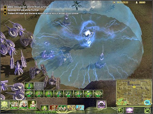 Swoje oddziały kieruj cały czas na północ, w stronę zjazdu prowadzącego bezpośrednio do bocznej części bazy wroga (6 na mapie) - Misja 3 (cz.2) | Masari | Universe at War Earth Assault - Universe at War: Earth Assault - poradnik do gry