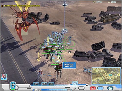 Trzecia, ostatnia grupa pojawi się na południe od Twojej bazy (4 na mapie) - Misja 1 (cz.2) | Novus | Universe at War Earth Assault - Universe at War: Earth Assault - poradnik do gry
