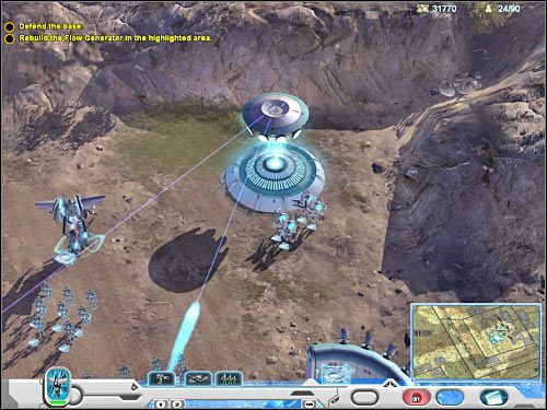 W międzyczasie z południa zaczną nadciągać dwie maszyny kroczące - Misja 1 (cz.3) | Novus | Universe at War Earth Assault - Universe at War: Earth Assault - poradnik do gry