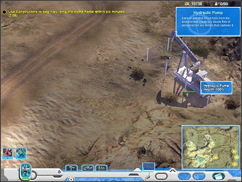 Z budową portalu radziłbym wstrzymać się do ostatniej chwili, a to dlatego, iż dopóki nie zajmiesz się tą czynnością, nie zostaniesz przez nikogo zaatakowany - Misja 4 (cz.1) | Novus | Universe at War Earth Assault - Universe at War: Earth Assault - poradnik do gry