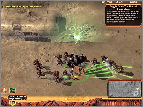 Nie radziłbym zatrzymywać się na dłużej w jednym miejscu, gdyż musiałbyś nieustannie rozprawiać się z pojawiającymi się w okolicy jednostkami wroga - Misja 1 (cz.1) | Hierarchy | Universe at War Earth Assault - Universe at War: Earth Assault - poradnik do gry