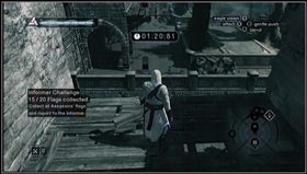 Gdy dotrzesz do powyższego miejsca, skocz najpierw na poręcz, a następnie znów na zadaszenie - Garnier de Naplouse z Akki (cz.2) | Memory Block 03 | Assassins Creed - Assassins Creed - poradnik do gry