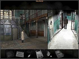 McNamara zostaje w korytarzu i przez wizjery umieszczone na drzwiach szpitalnych cel zagląda do ich wnętrz (konkretnie do dwu pierwszych) - Niedziela, przedpołudnie (cz.2) | Rozdział 1 - Rozbite szkło | Overclocked - Overclocked: Historia o przemocy - poradnik do gry