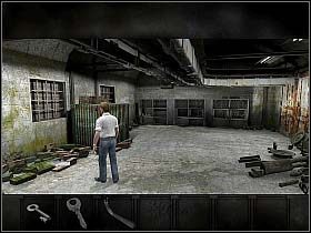 Jego uwagę zwraca sterta żelastwa po lewej - Środa, popołudnie | Rozdział 4 - Pogrążony | Overclocked Historia o przemocy - Overclocked: Historia o przemocy - poradnik do gry