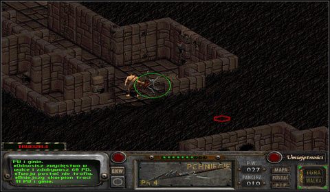 Wyjmujemy z niego Włócznię i wracamy do kolejnych drzwi na północnym-zachodzie) - Świątynia Prób | Opis przejścia | Fallout 2 - Fallout 2 - poradnik do gry