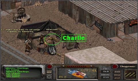 Gdy użyjemy na nim dwóch AntyRadów (jeśli ich nie mamy, możemy je kupić w Biurze Dostaw B, w Mieście wewnętrznym Kryptopolis ), Charlie wyzdrowieje - Kryptopolis (3) | Opis przejścia | Fallout 2 - Fallout 2 - poradnik do gry