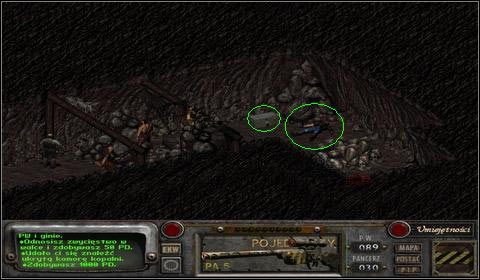 Za jego odnalezienie, skasujemy 1000 PD, za rozmowę z nim - kolejne 500 PD i jedną sztukę Rudy uranu ze skrzyneczki obok - Broken Hills (5) | Opis przejścia | Fallout 2 - Fallout 2 - poradnik do gry