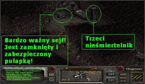 Zanim zaczniemy bawić się sejfem, wyciągamy z kolejnej szafki - trzeci nieśmiertelnik - Bandyci | Opis przejścia | Fallout 2 - Fallout 2 - poradnik do gry