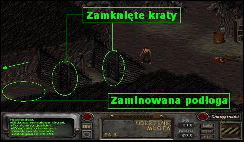 Przed nami para zamkniętych drzwi i zaminowana podłoga na zachodzie - Bandyci | Opis przejścia | Fallout 2 - Fallout 2 - poradnik do gry