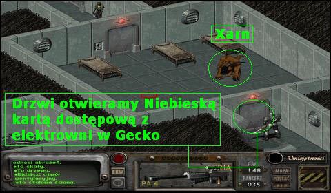 Właz otwieramy Niebieską karta dostepową, która znaleźliśmy na terenie elektrowni w Gecko - Navarro (1) | Opis przejścia | Fallout 2 - Fallout 2 - poradnik do gry