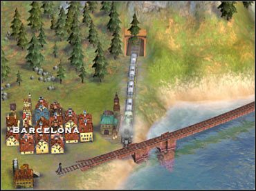 Jeśli chcesz, możesz utworzyć linię kolejową prowadzącą do Barcelony (przy wodzie). Stąd bez żadnych problemów dotrzesz do Madrytu. Możesz też oczywiście zabudować cały ten region mapy. - 6. Francja - opis (2) | Scenariusze | Sid Meiers Railroads! - Sid Meiers Railroads! - poradnik do gry