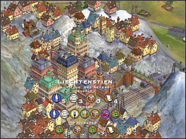 Możesz spróbować zabudować południową część mapy. Odnajdziesz tu wiele ciekawych fabryk oraz miast, jak chociażby ukazany na screenie Liechtenstein. - 7. Niemcy - wskazówki | Scenariusze | Sid Meiers Railroads! - Sid Meiers Railroads! - poradnik do gry