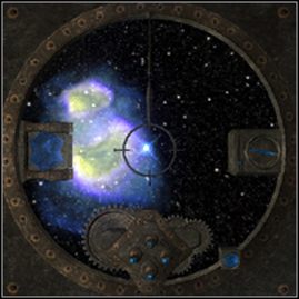 Idź do głównej sali w [01 ] i będąc już na miejscu ustaw teleskop na niebieską gwiazdę (jak na rysunku obok) - The Hall of the Masters cz.1 | Avencast Rise of the Mage - Avencast: Rise of the Mage - poradnik do gry