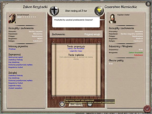 - Przyjmuj lecz nie proponuj z twej inicjatywy, propozycje umowy handlowej - Zasady polityki - Medieval II: Total War - Królestwa - poradnik do gry