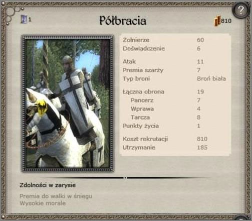 Pierwsza w miarę przyzwoita, bowiem poprawiona niewiele od Jazdy Chrystusowej , ( kosz rekrutacji zredukowany o 10 florenów, poprawiona obrona oraz atak przy szarży ) 