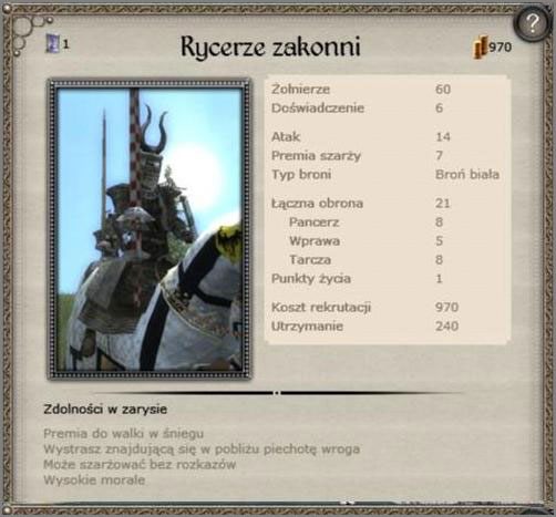 Wzbudzający postrach samą obecnością w zasięgu pola widzenia przeciwnika, Konni Rycerze Zakonni - bez wątpienia najpotężniejsza jazda w całej serii Mediewal 2 Total War - Zakon Krzyżacki - Armia (6) - TEUTONIC - Medieval II: Total War - Królestwa - poradnik do gry